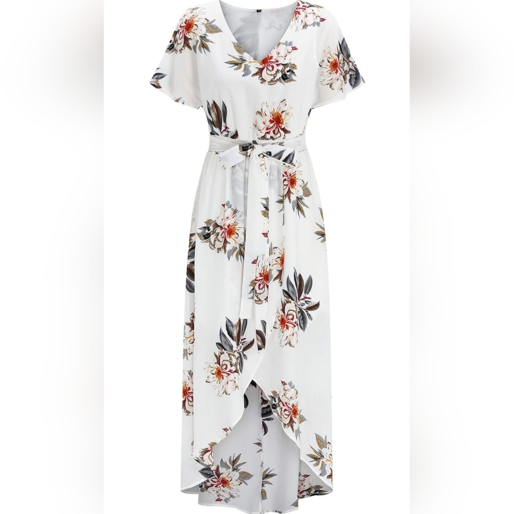 ININ | Floral White High-low Dress